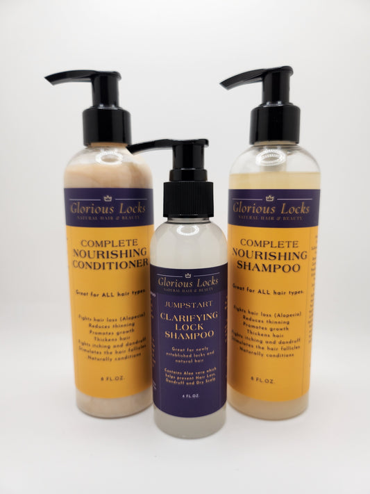 Jumpstart Clarifying Lock Shampoo + Complete Nourishing Shampoo & Conditioner Bundle